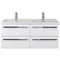 Seville Badmeubelset 120 cm - 4 Laden Wit Hoogglans - Wastafel Djazz Dubbel