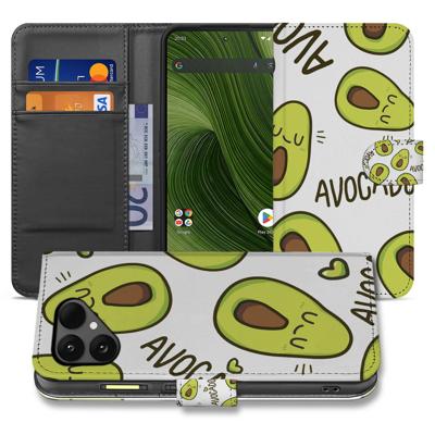 Fairphone 6 | Bookcase | Hoesje Avocado Singing Design In Groen Met 3 Pasjes Vakken