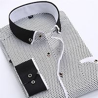 Voor heren Overhemd Button-down overhemd Shirt met kraag Zwart Wit Rood Lange mouw Stip Strijkijzer Zomer Lente Bruiloft Buiten Kleding Button-omlaag Lightinthebox