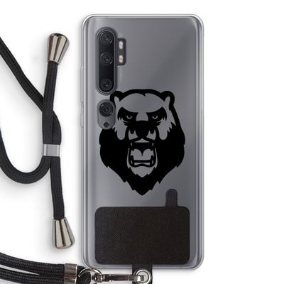 Angry Bear (black): Xiaomi Mi Note 10 Transparant Hoesje met koord