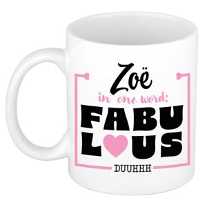Naam mok Zoë - wit - Fabulous - keramiek - 300 ml - cadeau collega beker