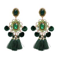 Drop haarbal Earring handgemaakte kwast grote Earring gefranjerde earrings(Green)