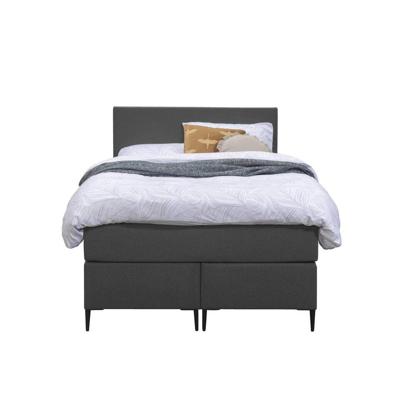 Leen Bakker - Boxspring Liv Egaal - Antraciet - 120x200 Cm - Slanke Poot - Stof - Grijs