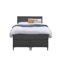 Leen Bakker - Boxspring Liv Egaal - Antraciet - 120x200 Cm - Slanke Poot - Stof - Grijs