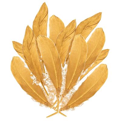 Hobby/knutsel Ganzenveer/sierveer - 20x stuks - goud - 18-22 cm - decoratie