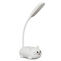 Home Deco Kids Bureaulamp/leeslamp LED - kat/poes - wit - 21 cm - met USB kabel - kinderkamer