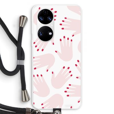 Hands pink: Huawei P50 Transparant Hoesje met koord