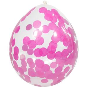 Feest ballonnen transparant met confetti - roze - 4x stuks - 30 cm