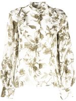 ERDEM blouse fleurie à manches bouffantes - Blanc - thumbnail