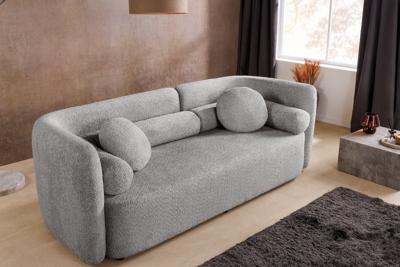 Moderne bank ART DECO 200cm grijs Bouclé 3-zits bank incl. kussens - 44508