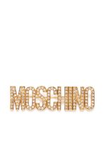 Moschino crystal-embellished logo brooch - Or - thumbnail