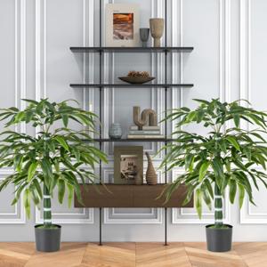 Set van 2 Kunstplanten 100 cm Kunstboom met Pot Stammen en Verstelbare Takken Kunstplant voor Thuis Kantoor Bamboedecoratie