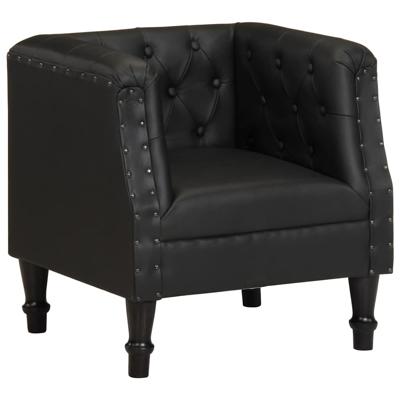 Fauteuil echt leer zwart