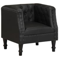 Fauteuil echt leer zwart