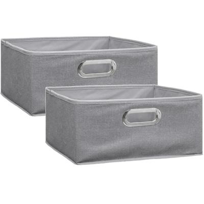 Opbergmand/kastmand - Set van 2x stuks - grijs - linnen - 14 liter - 31 x 31 x 15 cm - Opbergbox - V