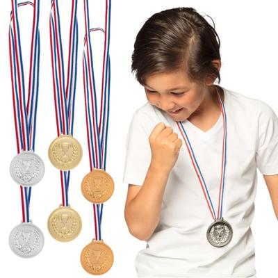 Verkleed medailles met lint - Winnaar - 6x - goud/zilver/brons - kunststof - 6 cm - speelgoed