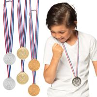 Verkleed medailles met lint - Winnaar - 6x - goud/zilver/brons - kunststof - 6 cm - speelgoed