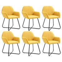 Eetkamerstoelen 6 st stof geel