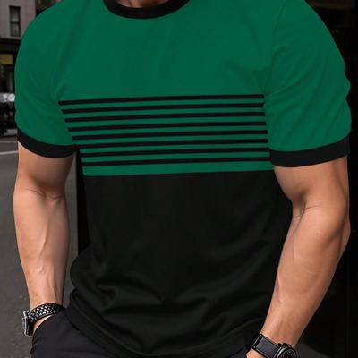 Bon&Bon Homme Men's Color-Block Striped Short Sleeve Casual T-Shirt Multicolor-4 / L