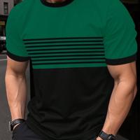 Bon&Bon Homme Men's Color-Block Striped Short Sleeve Casual T-Shirt Multicolor-4 / L