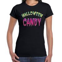 Halloween candy snoepje verkleed t-shirt zwart voor dames - thumbnail