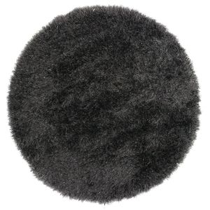 Rond Hoogpolig Vloerkleed Met Glittergaren Antraciet-Ø 120 cm