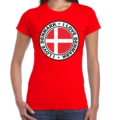 Verkleed T-shirt voor dames - Denemarken - rood - supporter - themafeest