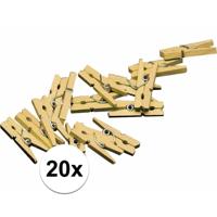 Mini knijpertjes - 20x - goud - 2 cm - hout - knijpers - miniknijpers voor kaarten Mini knijpertjes - 20x - goud - 2 cm - hout - knijpers - miniknijpers voor kaarten