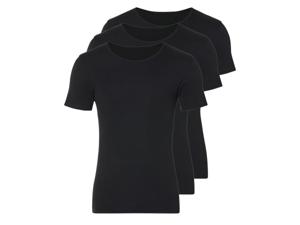 LIVERGY 3 heren T-shirts (Ronde hals, Zwart, L)