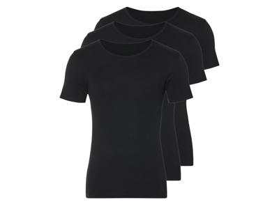 LIVERGY 3 heren T-shirts (Ronde hals, Zwart, M)