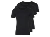 LIVERGY 3 heren T-shirts (Ronde hals, Zwart, L)