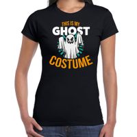 Ghost costume halloween verkleed t-shirt zwart voor dames - thumbnail