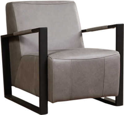 Grijze leren industriële stalen fauteuil Touch - Rancho Leer Steel (grijs leer)