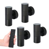 Set van 4 dimbare LED Wandlamp Blenda - 2700K warm wit - GU10 fitting - Up & Down light - IP44 waterdicht - Incl. dimmer met afstandsbediening