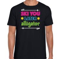 Apres ski t-shirt voor heren - ski you later alligator - zwart - wintersport - thumbnail