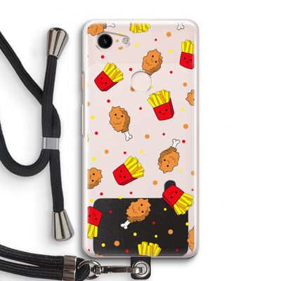 Chicken 'n Fries: Pixel 3 Transparant Hoesje met koord