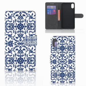 Apple iPhone Xs Max Hoesje Flower Blue