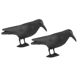 Set van 2x stuks zwarte horror decoratie raven/kraaien 38 cm