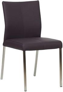 Donkerpaarse leren moderne eetkamerstoel Basic - poot vierkant rvs - Toledo Leer Merlin (donkerpaars leer)