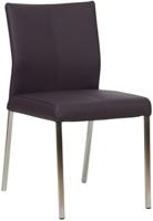 Donkerpaarse leren moderne eetkamerstoel Basic - poot vierkant rvs - Toledo Leer Merlin (donkerpaars leer)