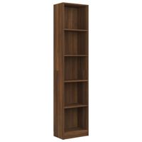 The Living Store Boekenkast - Bruineiken - 40 x 24 x 175 cm - 5-laags