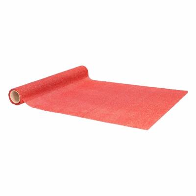 Tafelloper - rood - glitters - L250 x B28 cm - polyester - tafelkleed loper