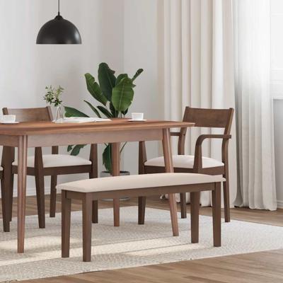 Bank 110 cm massief hout rubber bruin