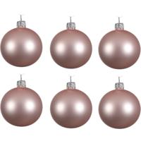 Kerstballen set - 6x stuks - licht roze - glas - 6 cm - mat - kerstversiering