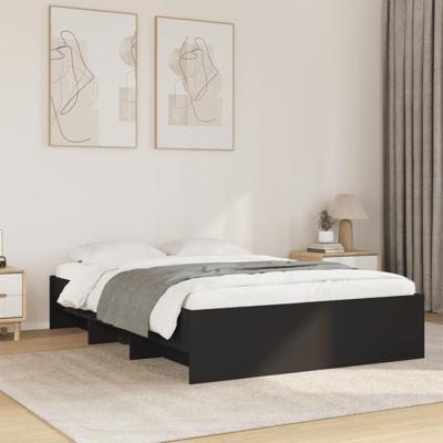 Bedframe bewerkt hout zwart 120x190 cm