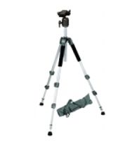 Walimex WAL-6702 + Kopf FT-00 Tripod 1/4 inch, 3/8 inch Werkhoogte: 60 - 156 cm Zilver Incl. tas, Kogelkop - thumbnail