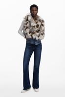 Denim gilet met bont - BROWN - M Denim gilet met bont - BROWN - M