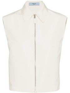 Prada chemise zippée à design sans manches - Blanc