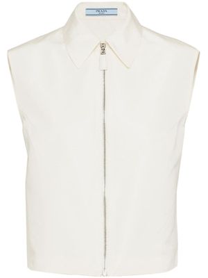 Prada chemise zippée à design sans manches - Blanc