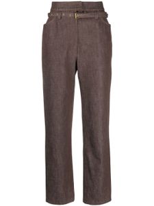 Veronique Leroy pantalon de tailleur à taille ceinturée - Marron